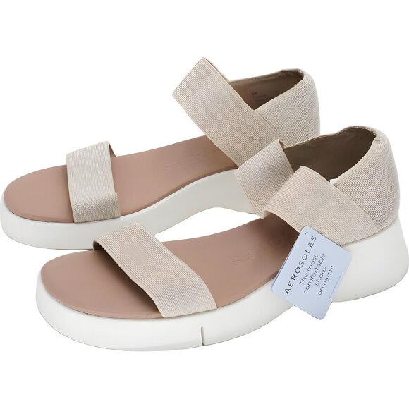 Aerosoles Freedom Low Soft Gold Elastic Strap Sandals Women's US 9M - Picture 2 of 6